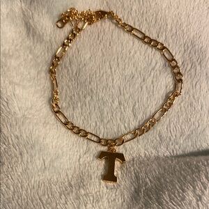Gold Initial T Chain Bracelet